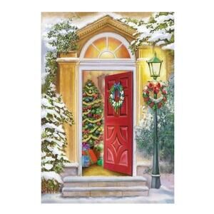 Holiday Greetings Open Door & Lamp Post Christmas Cards 15 Cards & Envelopes